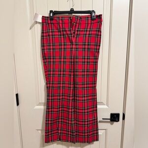 J. Crew Vibrant Red Tartan Wide Leg Trousers
